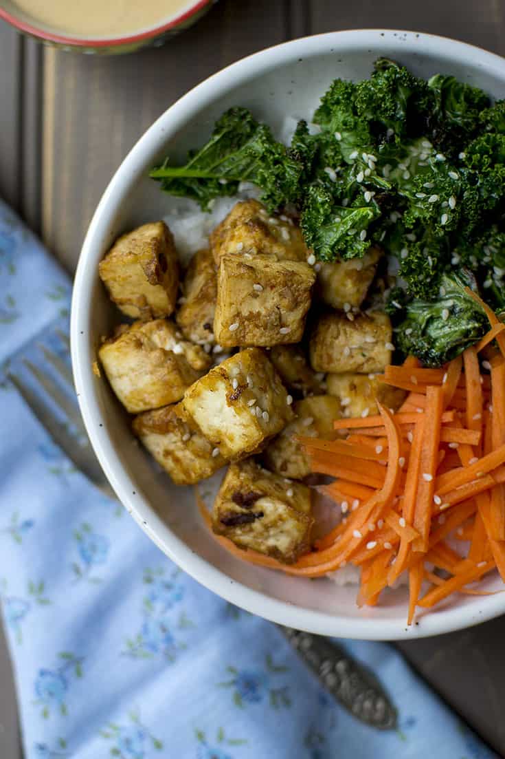 No-Cache Vegan Tofu Rice Bowl with Sautéed Greens