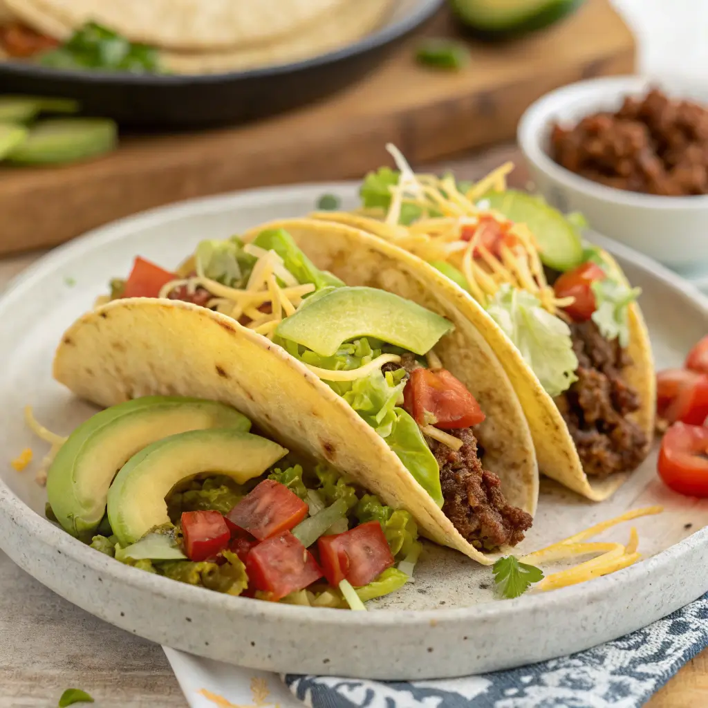 Mini Beef Meatball Tacos with Avocado Crema
