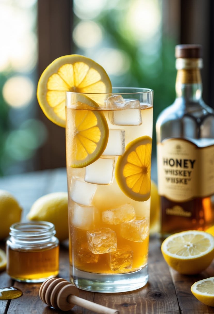 Sweetened Whiskey Highball with Honey and Lemon