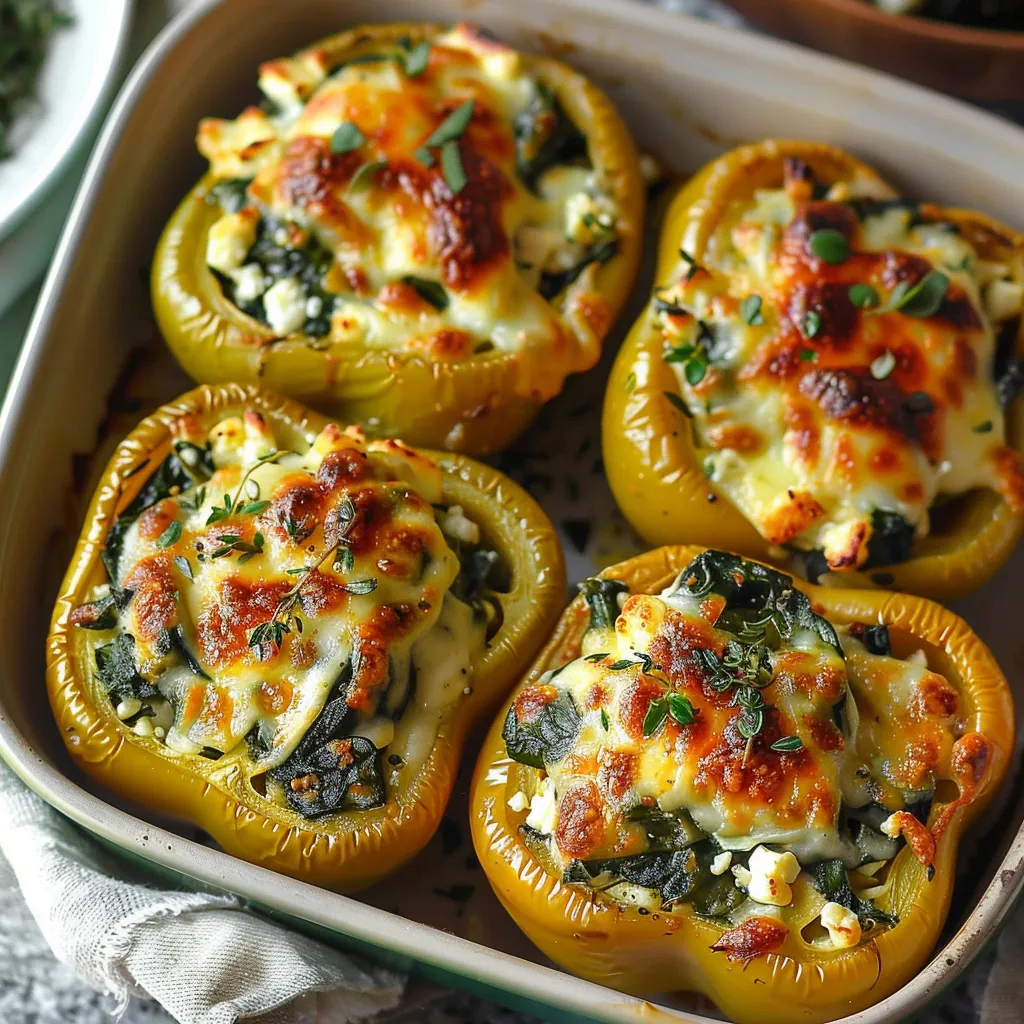 Low-Fat Spinach and Feta Stuffed Peppers