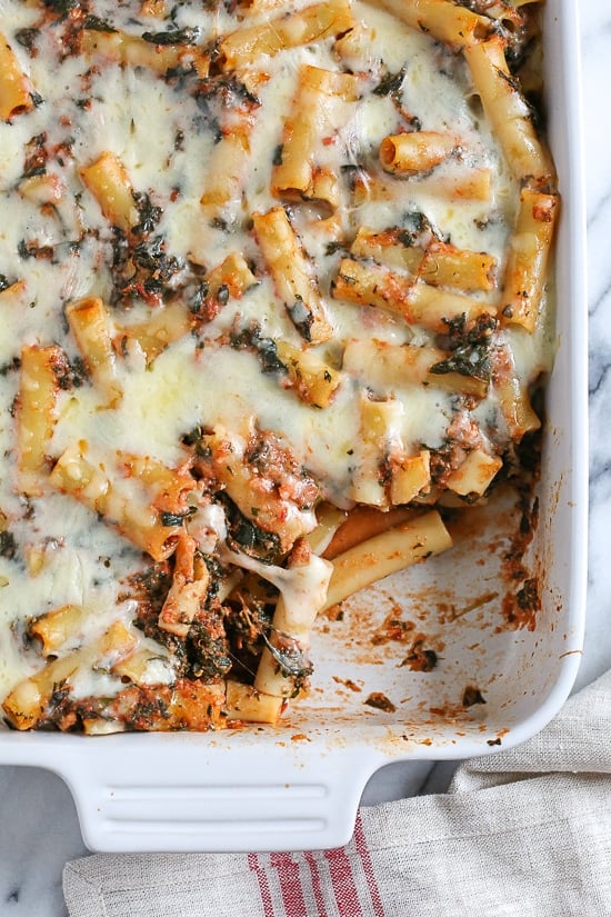 One-Pan Baked Ziti with Spinach and Mozzarella