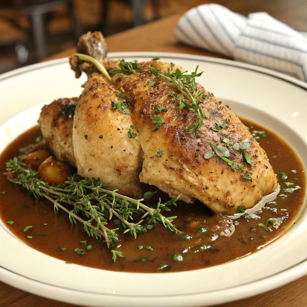 Herb-Rubbed Roasted Chicken with Louisiana-Spiced Gravy