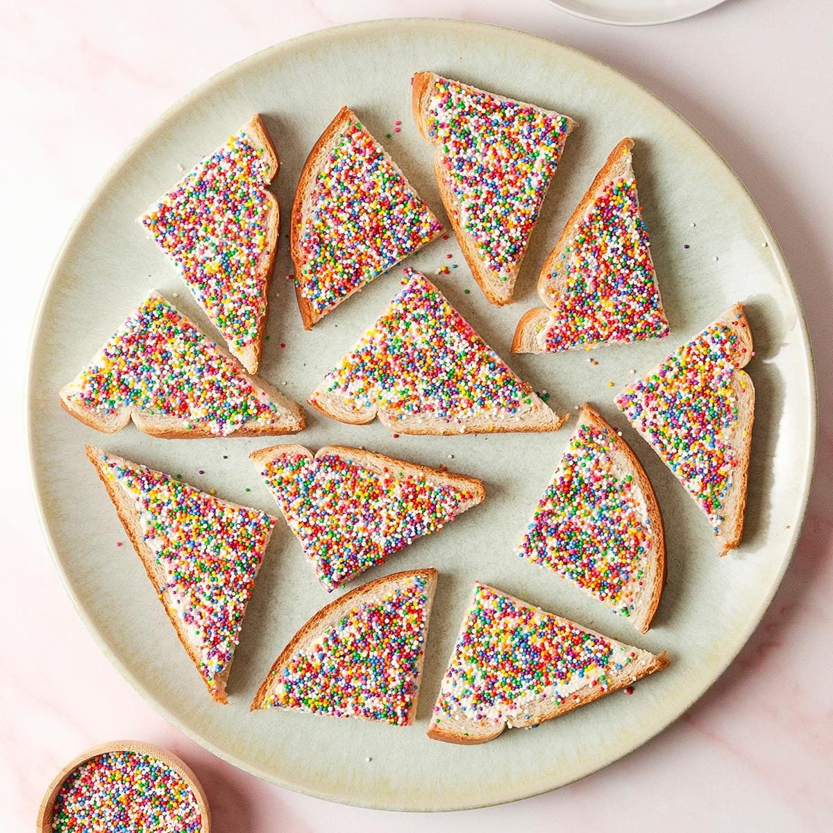 Fairy Bread Toast with Rainbow Sprinkles