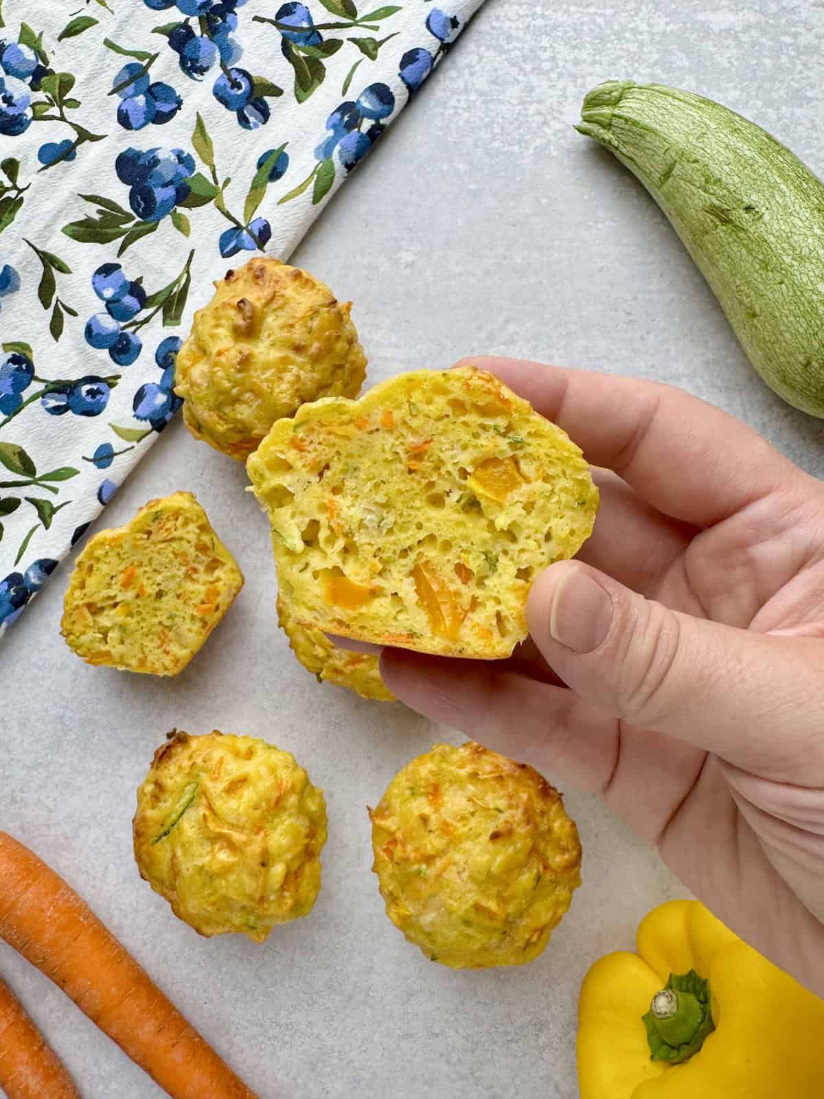 Carrot and Pea Mini Muffins with Hidden Spinach