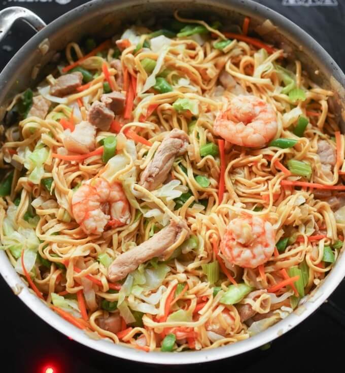 Stir-Fried Pancit Canton with Cabbage and Pork