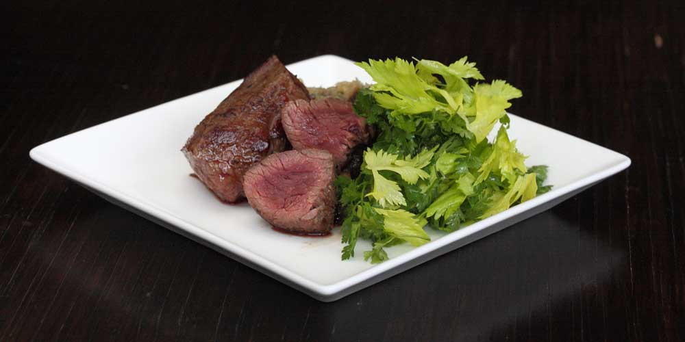 Pan-Fried Kangaroo Medallions with Wattleseed Peppercorn Sauce