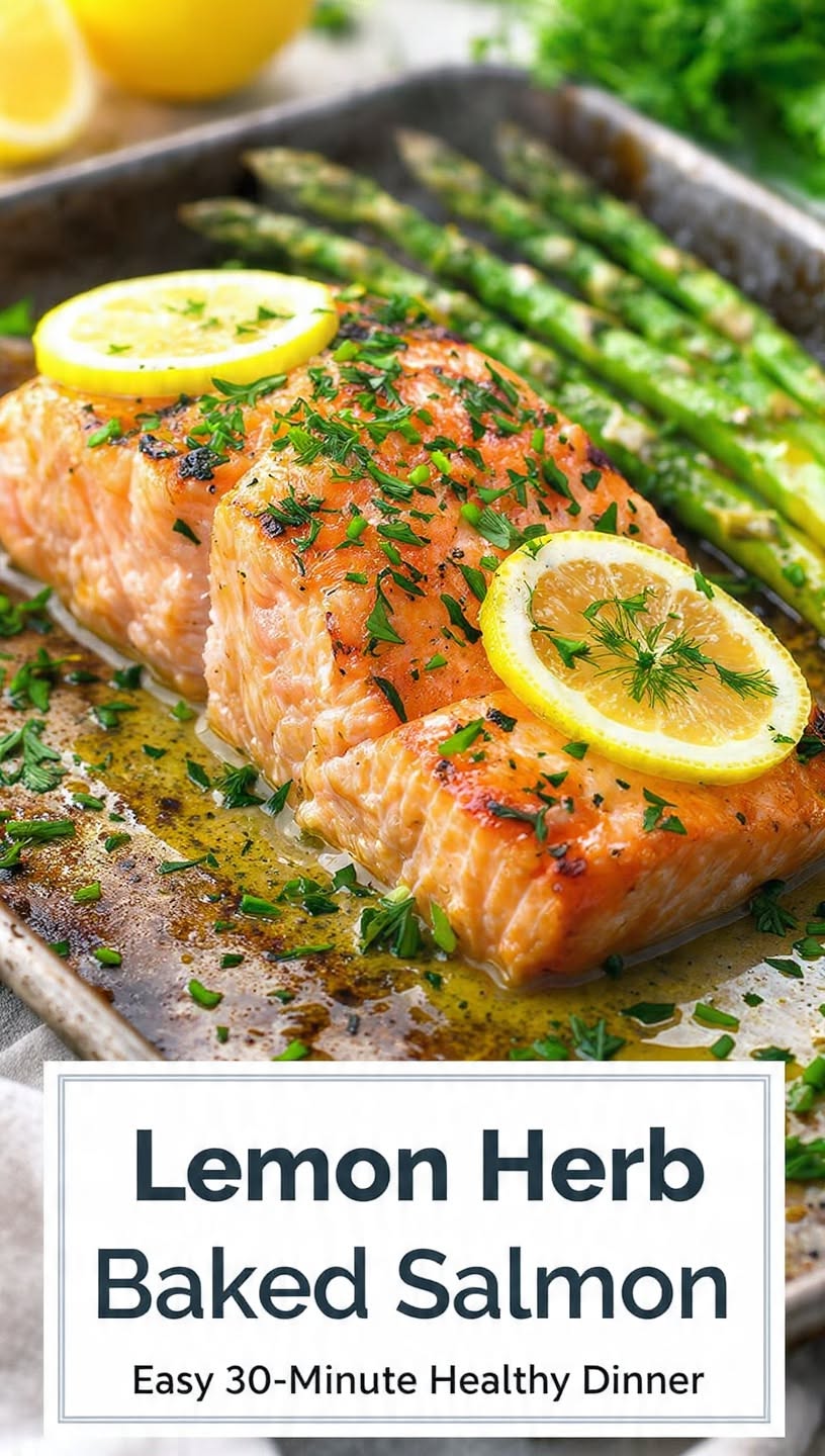 Roasted Herb-Crusted Salmon with Asparagus and Lemon