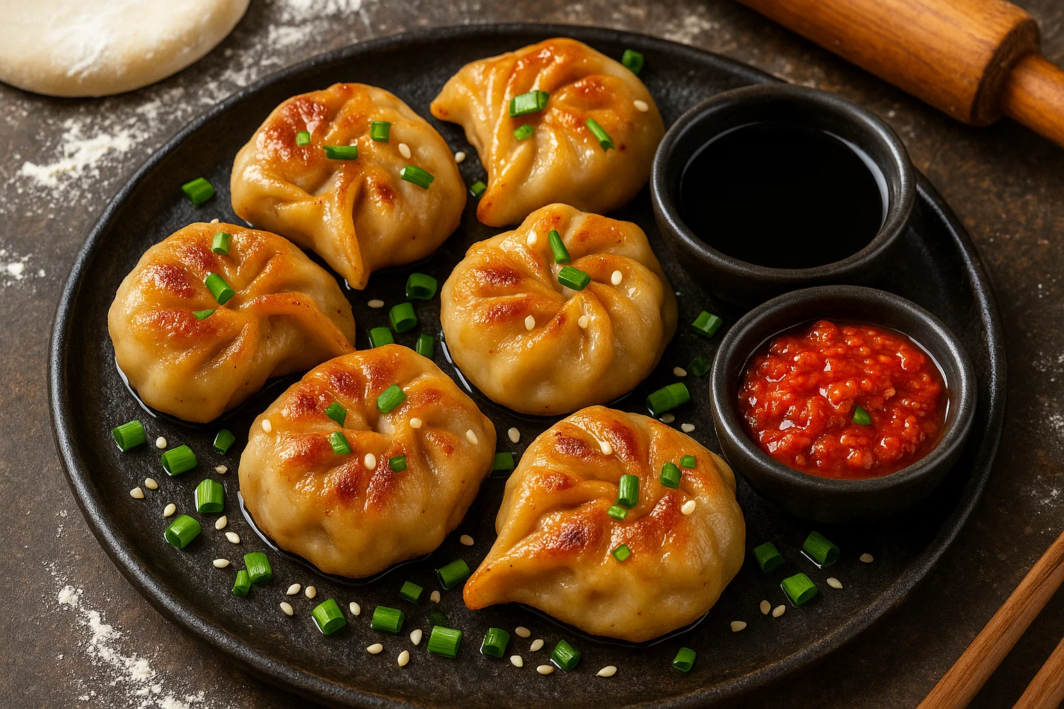 Pan-Fried Tibetan Momos with Spiced Yak Filling