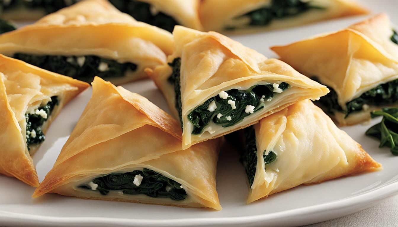 Sweet Goat Cheese and Spinach Stuffed Phyllo Triangles