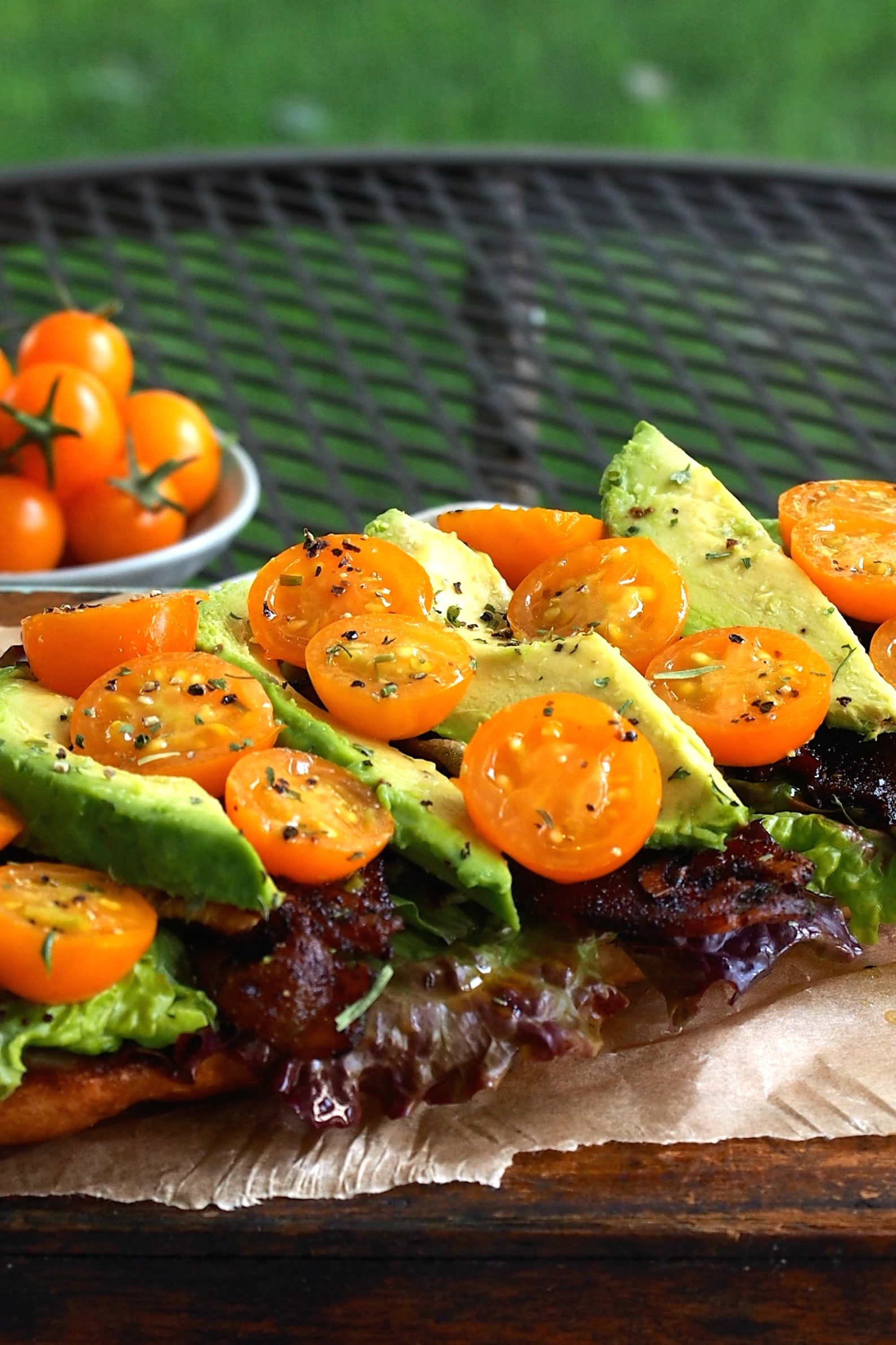 Spicy Avocado and Bacon BLT Toast