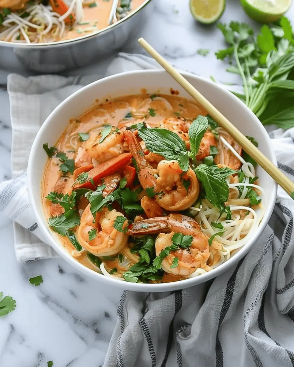 Thai-Style Coconut Curry Noodles with Shrimp and Bok Choy