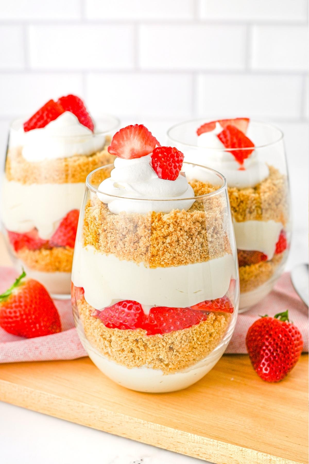 No-Bake Strawberry Cheesecake Parfaits with Graham Cracker Crust