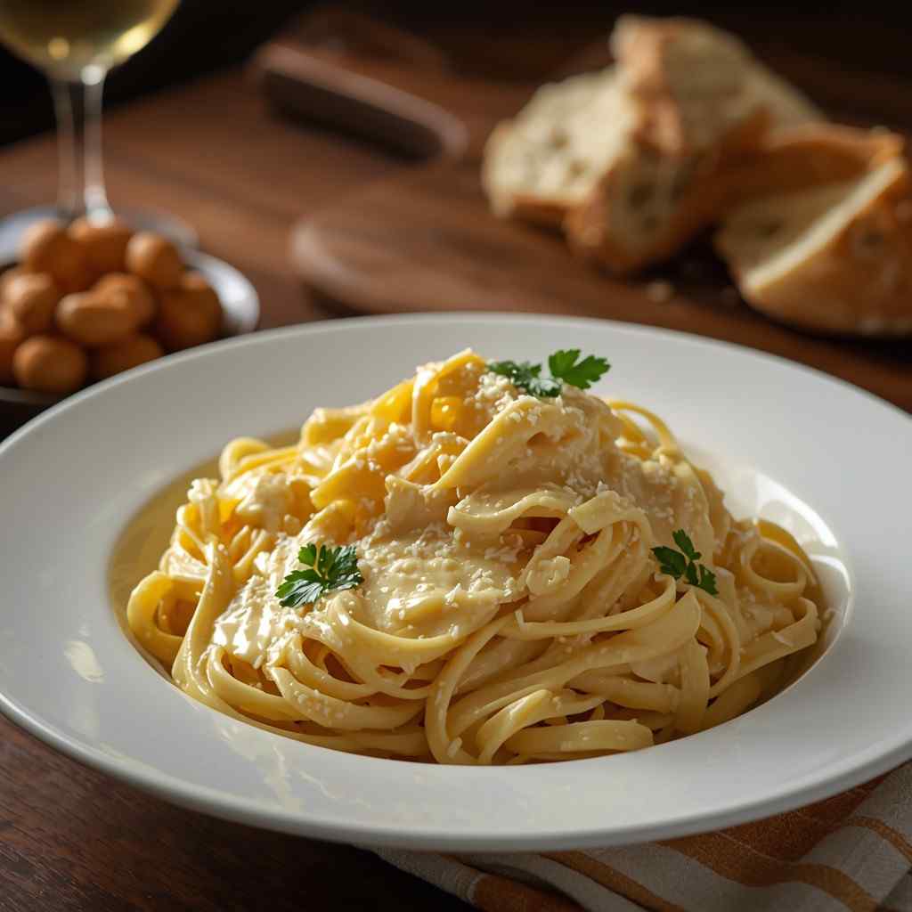 Fettuccine Pasta Tossed with Garlic Butter and Sage