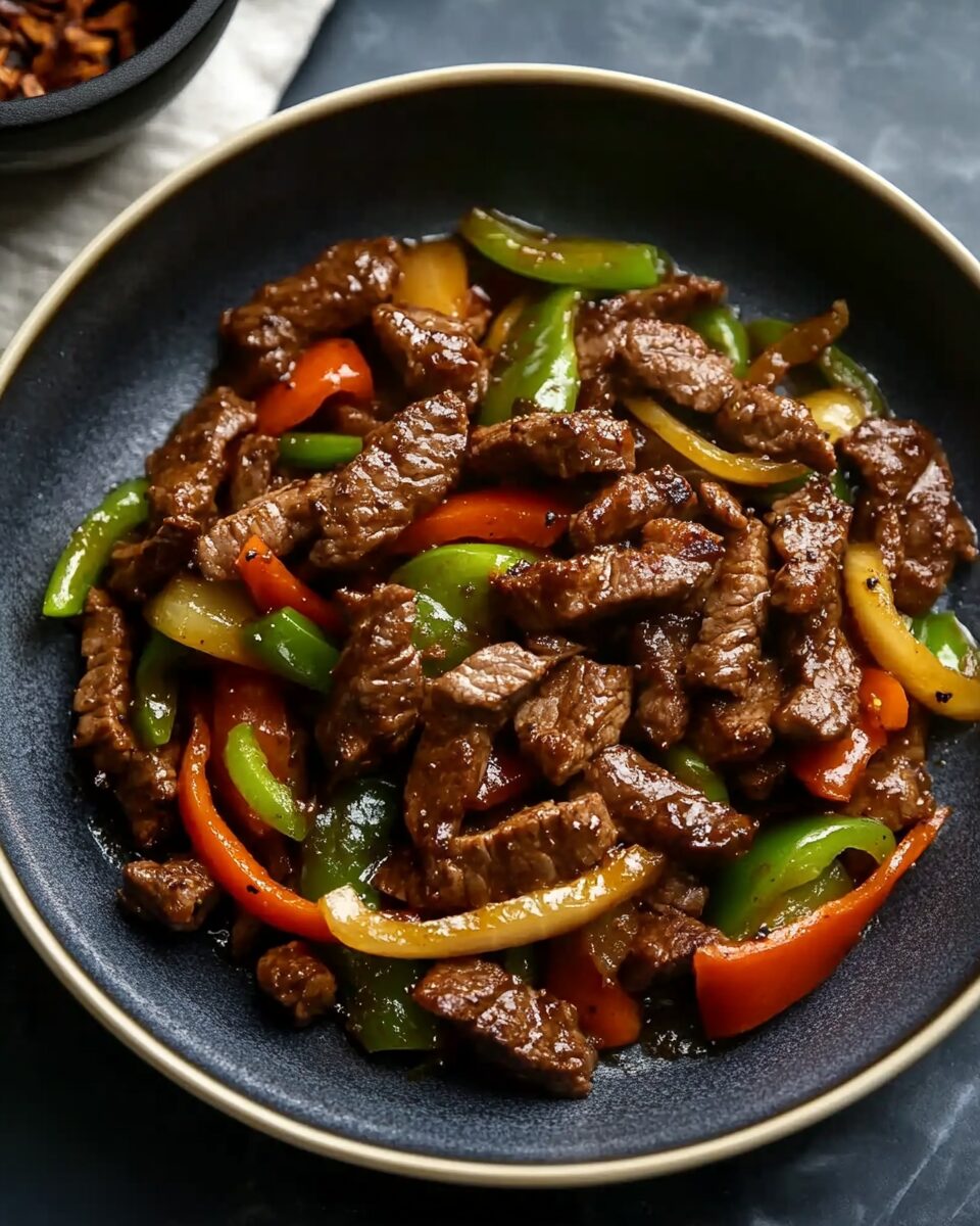 Sautéed Beef Strips with Garlic and Black Pepper Sauce