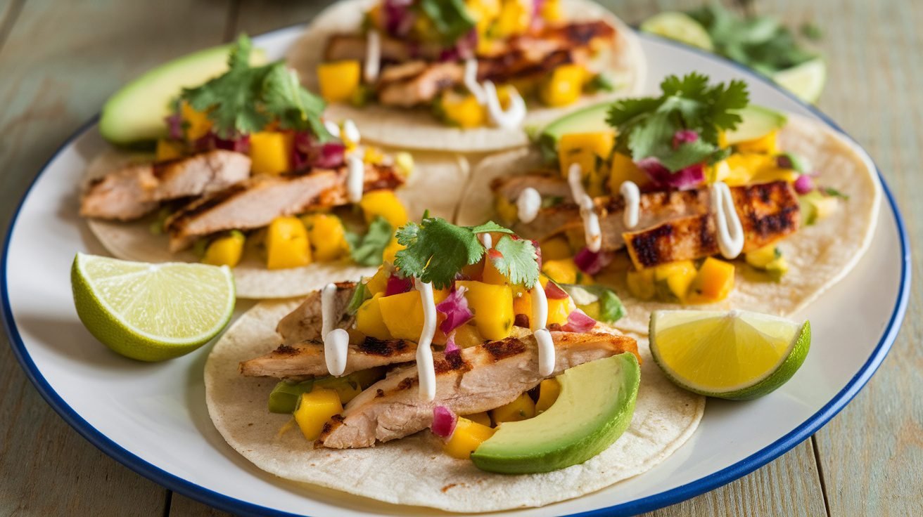 Mango-Lime Chicken Tacos with Cilantro Slaw