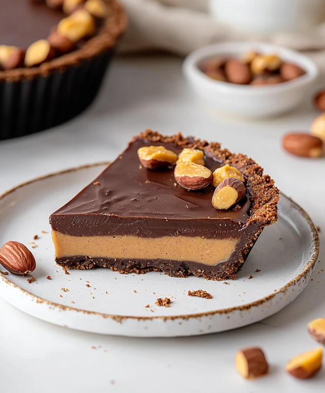 No-Bake Chocolate Peanut Butter Tart with Sea Salt