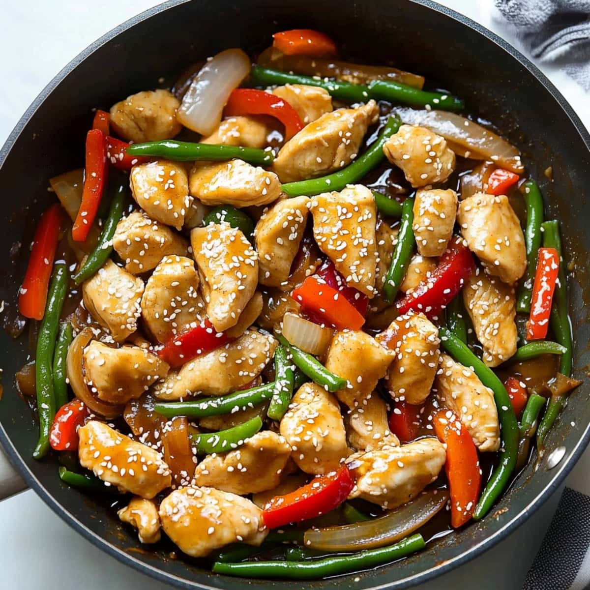 Sour Citrus Chicken Stir-Fry with Ginger and Bell Peppers