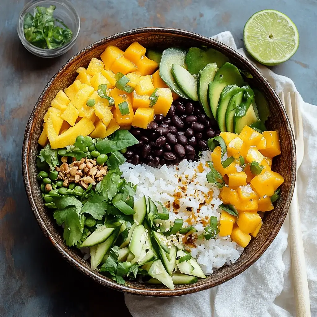 Mango-Spiced Vegan Rice Bowl with Lime Drizzle