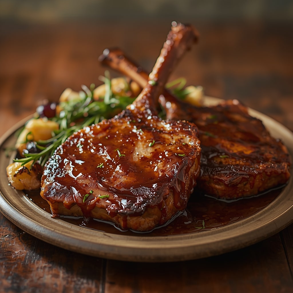 Crown Liquors Bourbon Maple Glazed Pork Chops
