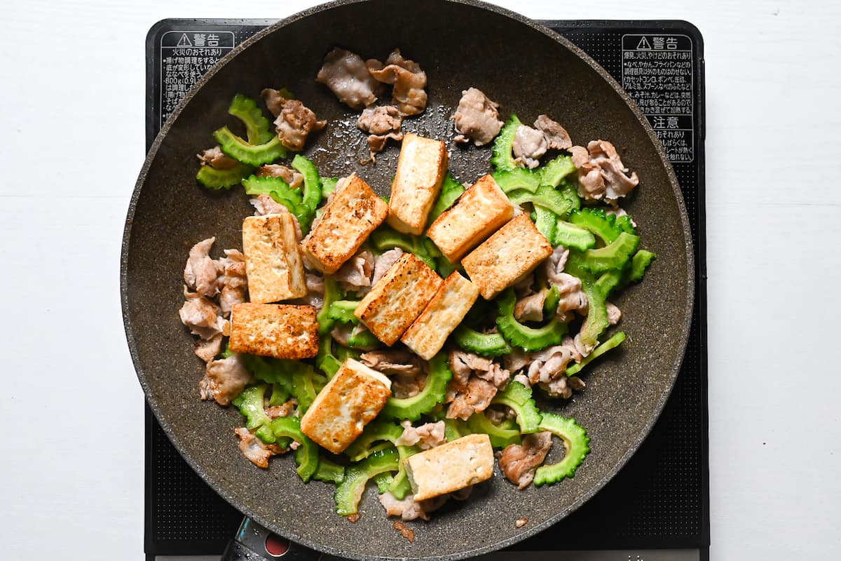 Simmered Okinawan Goya with Pork and Tofu