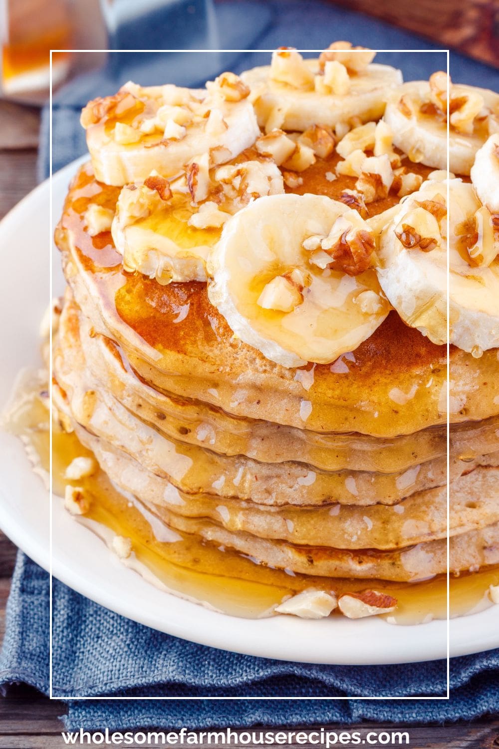 Fluffy Banana Pancakes with Maple Walnut Topping