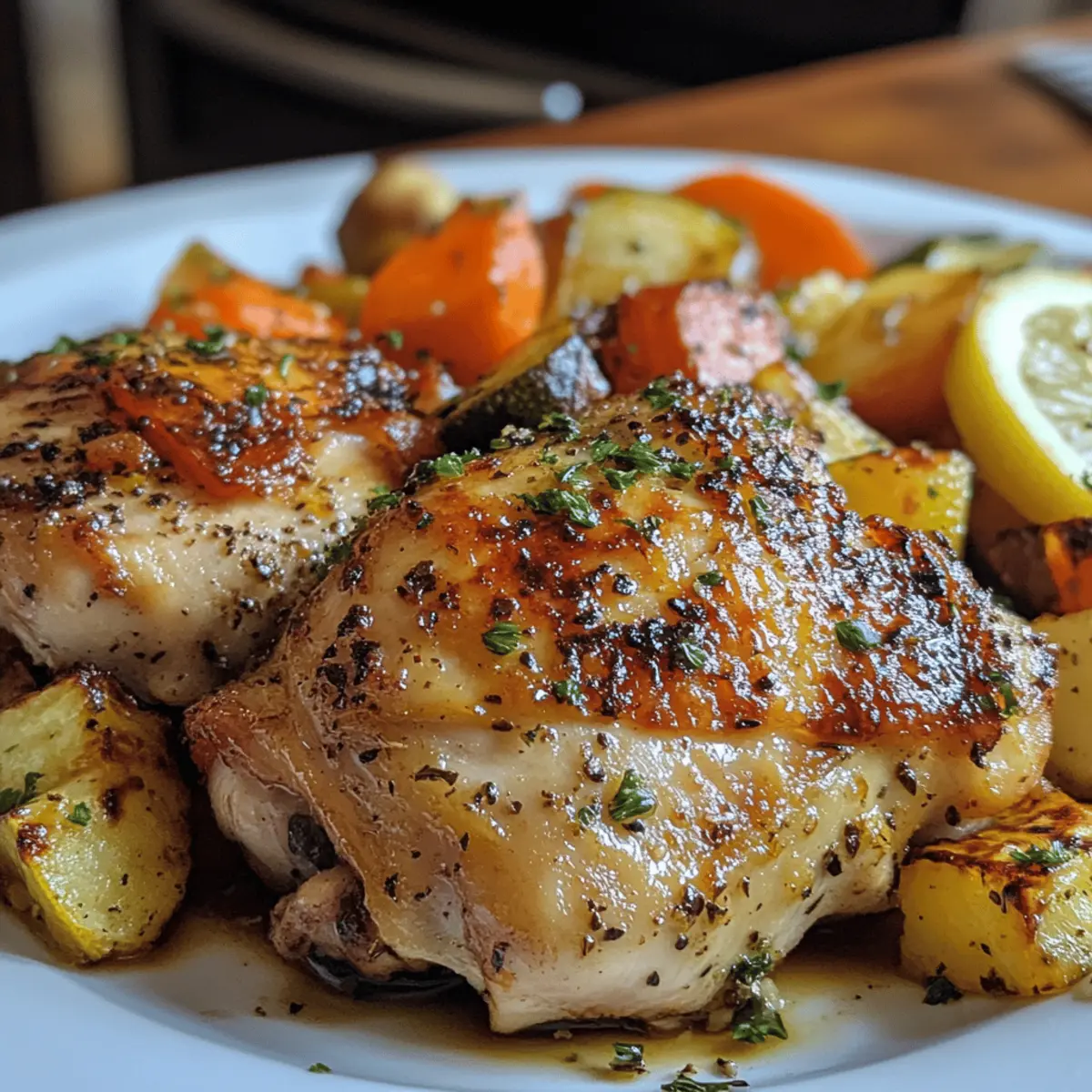 Grilled Lemon-Garlic Chicken Thighs with Roasted Vegetables