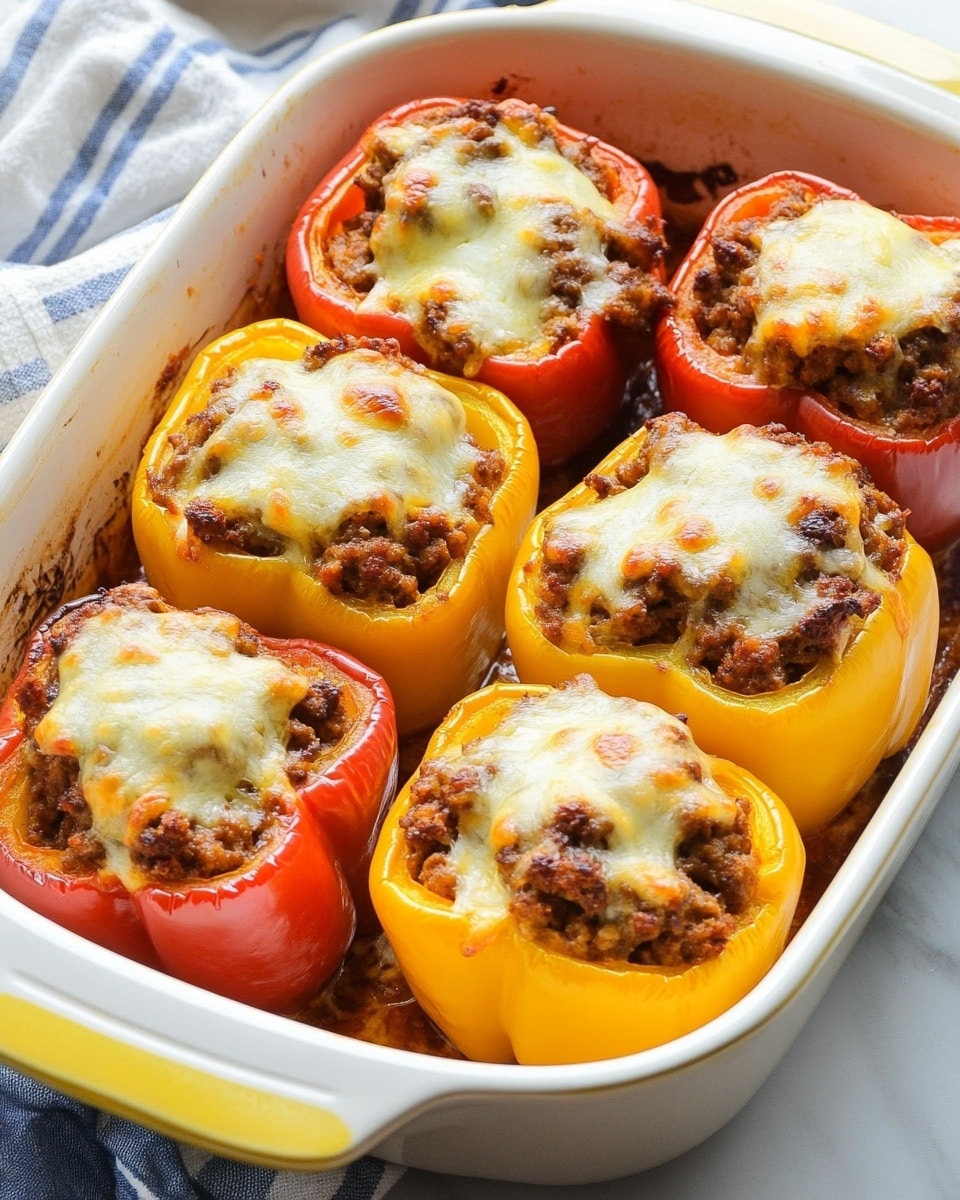 Cheese-Stuffed Bell Peppers with Ground Beef and Cauliflower Rice