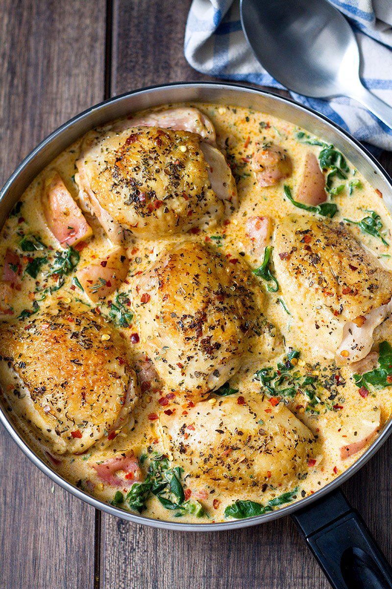 Pan-Seared Chicken Thighs with Garlic Parmesan Cream Sauce