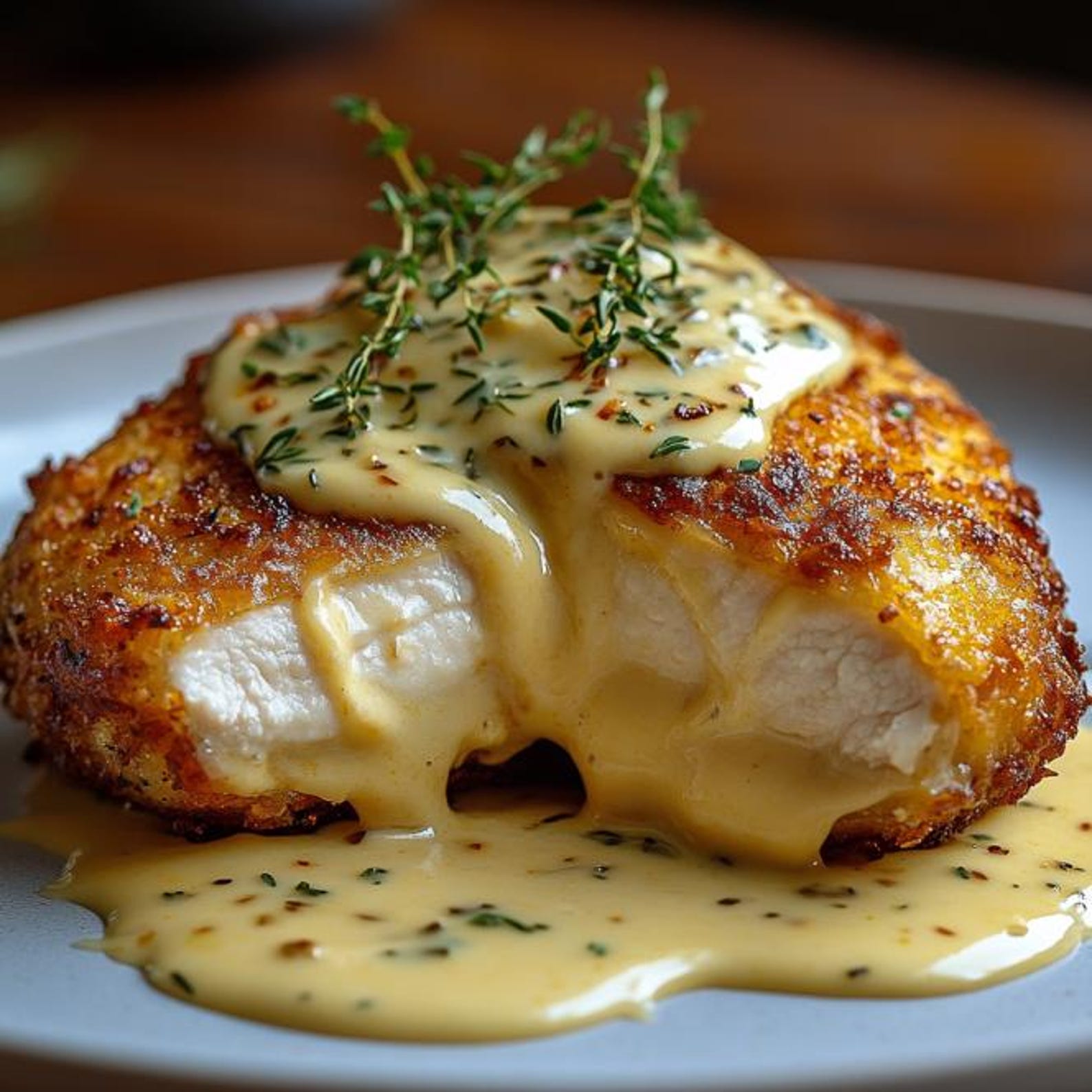 Crispy Almond-Crusted Chicken with Creamy Herb Sauce