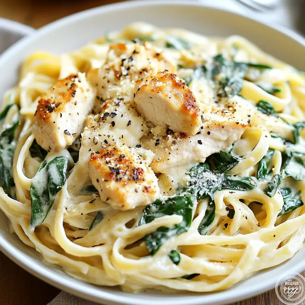 Oven-Baked Chicken Alfredo with Roasted Garlic and Spinach