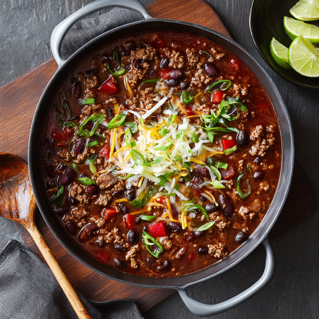 One-Pot Spicy Beef Chili with Black Beans and Smoky Paprika