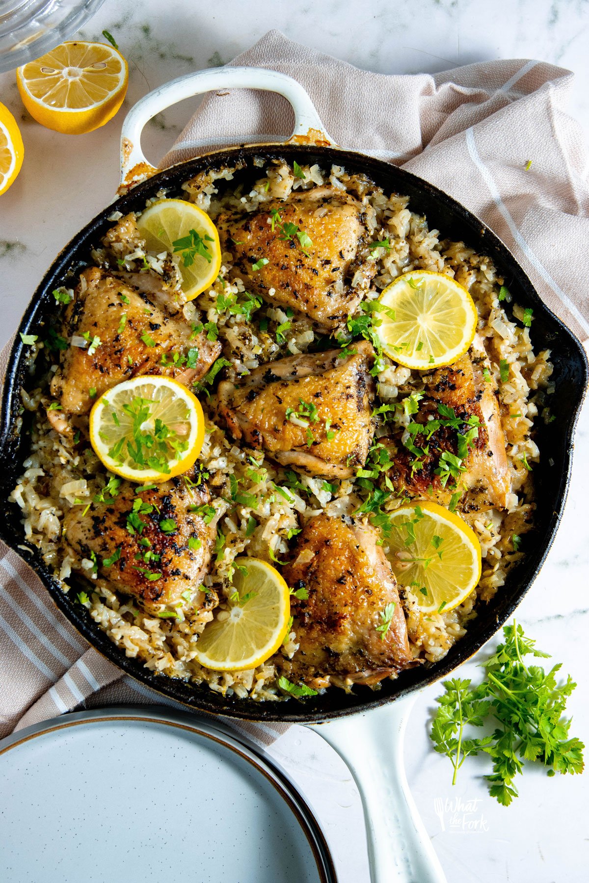 Sautéed Chicken with Garlic and Thyme over Lemon Rice