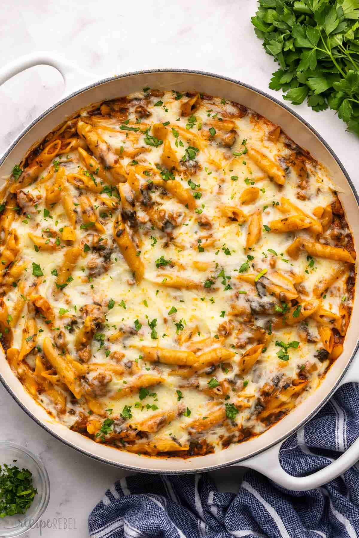 One-Pot Baked Ziti with Spinach and Italian Sausage