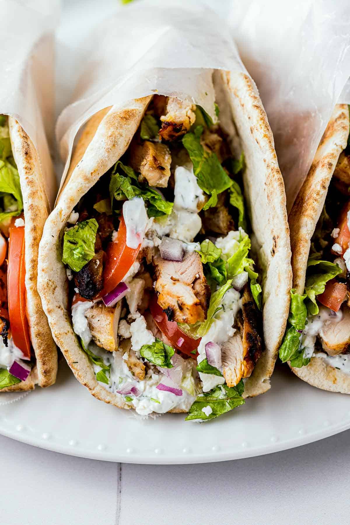 Classic Greek Gyro Pita Wrap with Tzatziki and Fresh Veggies