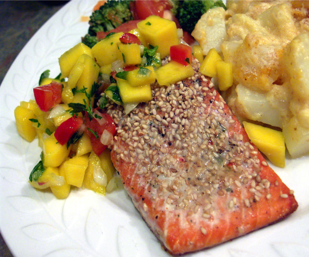 Crispy Coconut-Crusted Salmon with Mango Salsa