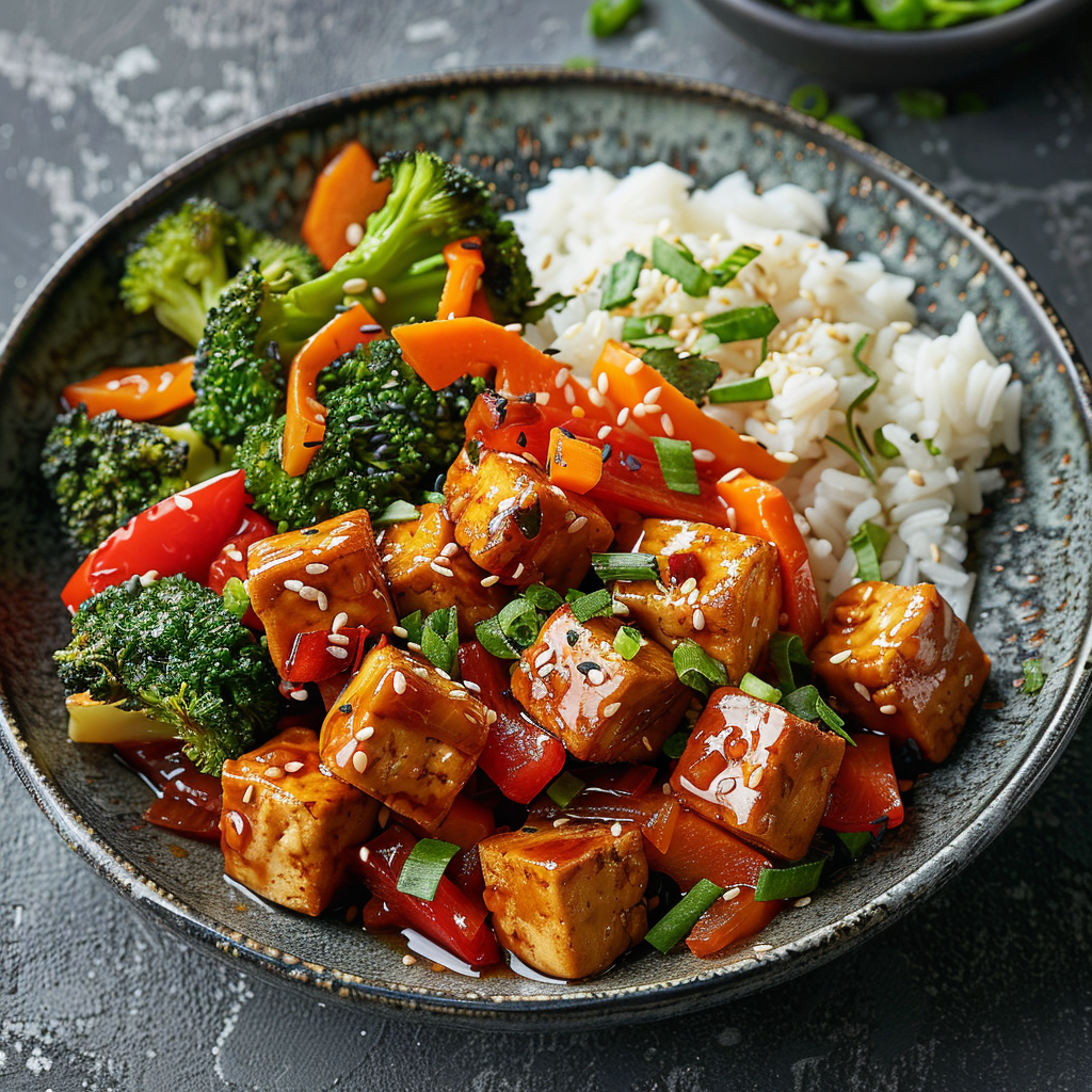 Vegetable Stir-Fry with Tofu and Ginger Soy Glaze
