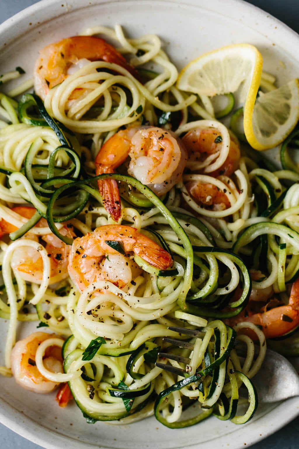 Sautéed Shrimp and Zucchini Noodles with Citrus-Ginger Sauce