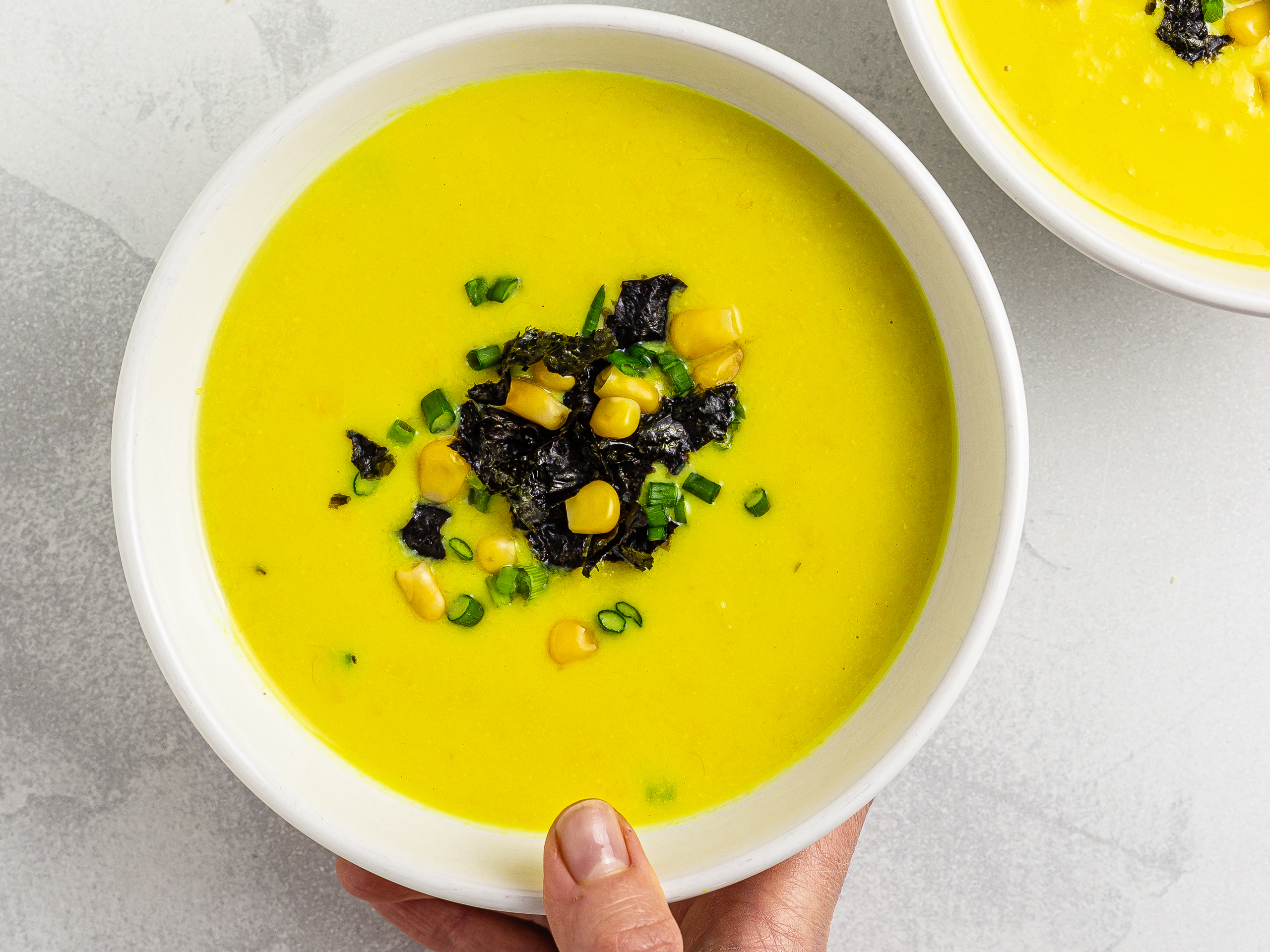 Sweet Corn & Ginger Soup with Silken Tofu