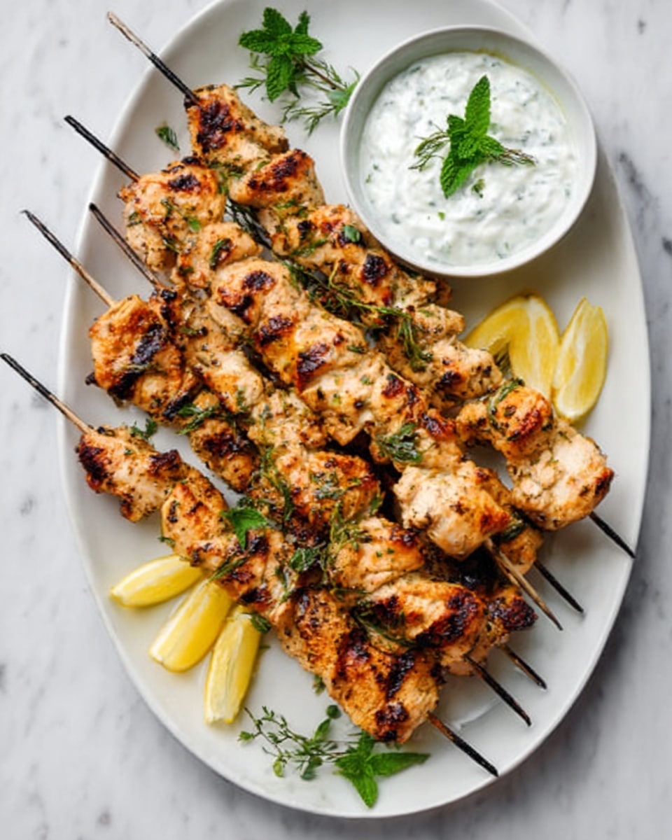 Pan-Seared Chicken Souvlaki with Tzatziki Sauce