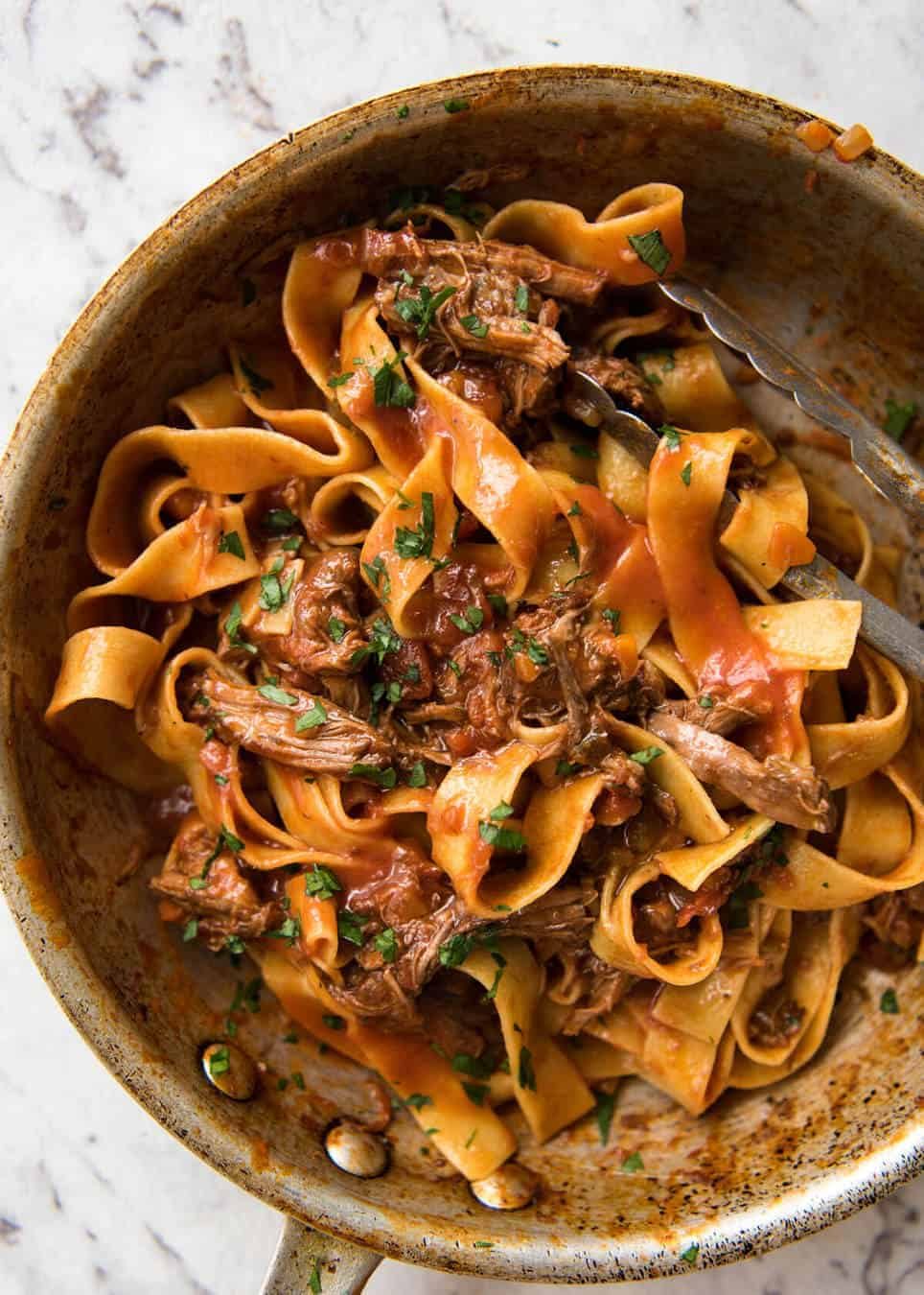 Slow-Cooked Kangaroo Ragu with Bush Tomato and Tagliatelle