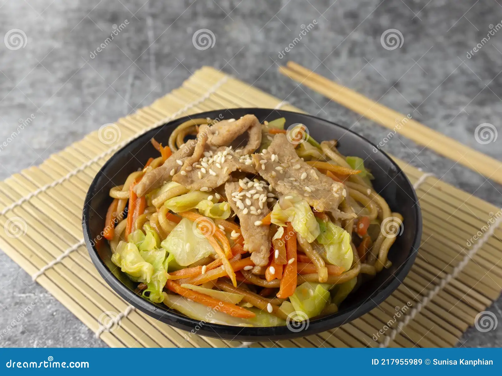 Yakisoba Noodle Bowl with Pork & Crispy Veggies