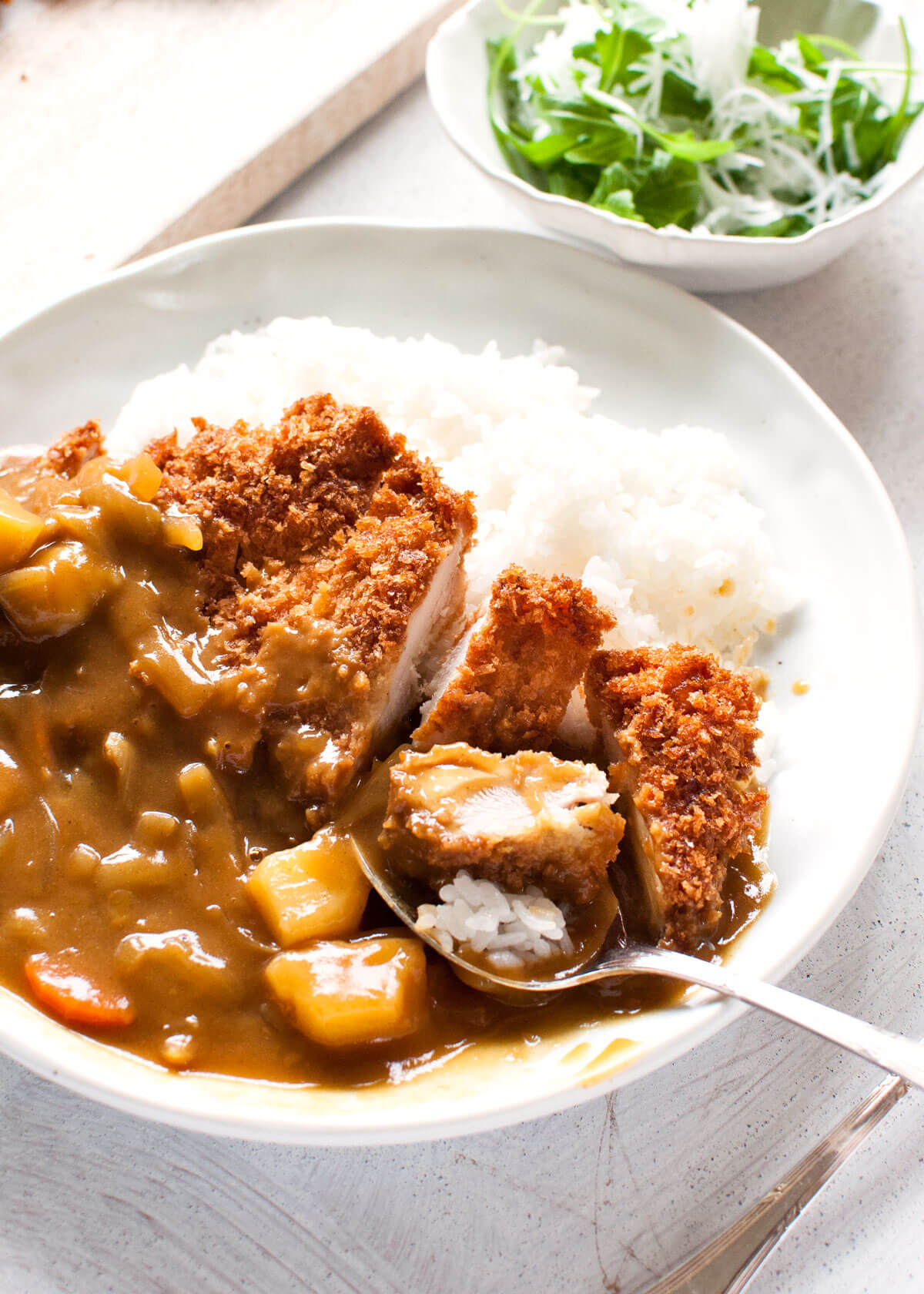 Katsu Curry Rice with Quick Pickled Cucumber