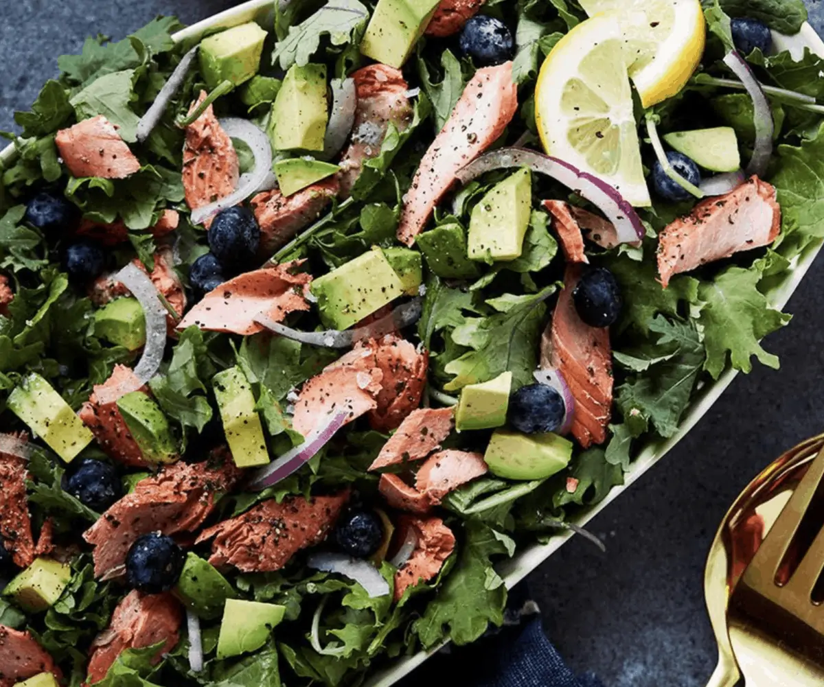 Alaskan Smoked Salmon & Wild Blueberry Salad with Lemon-Dill Vinaigrette