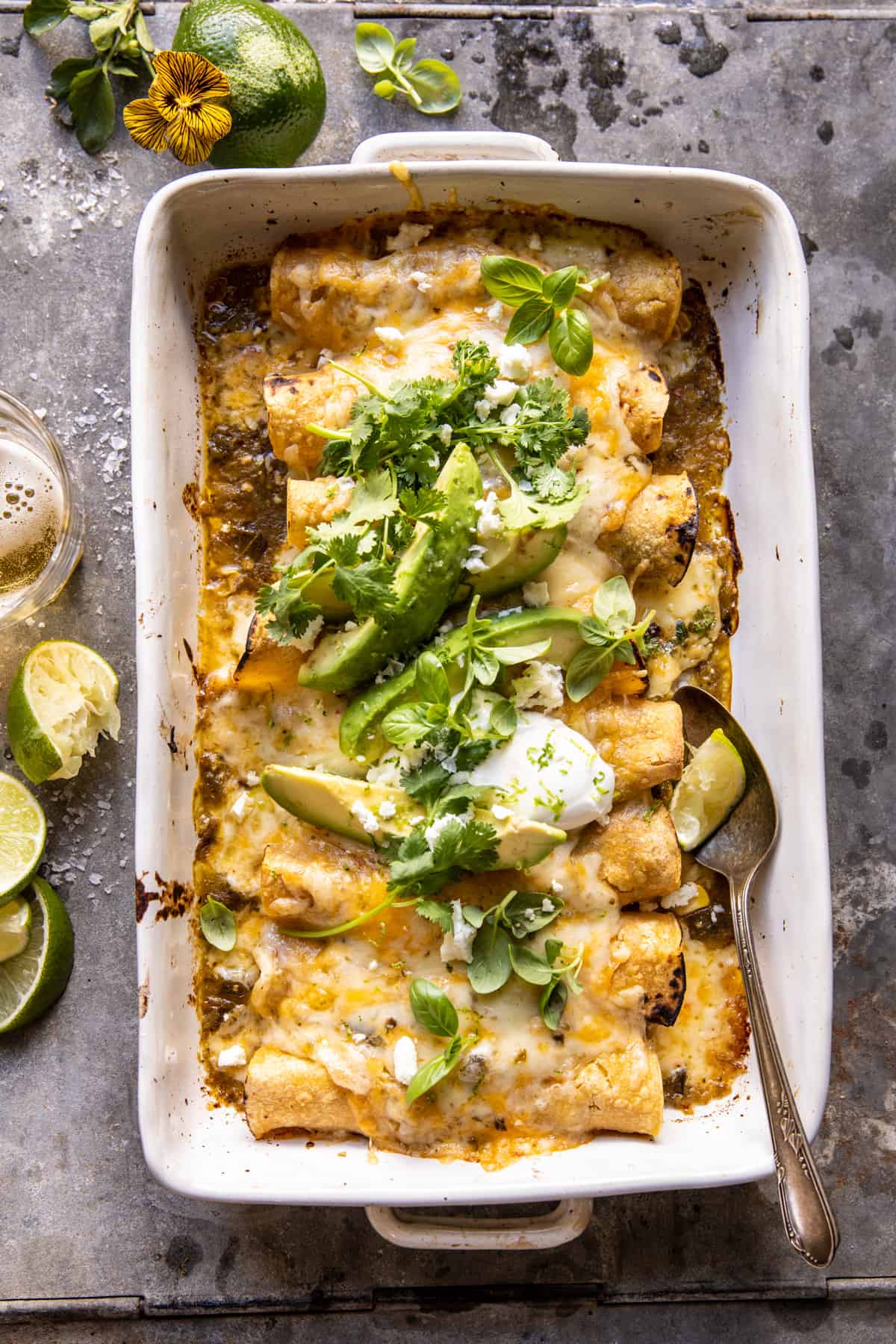 Golden Corn and Poblano Enchiladas with Roasted Tomatillo Sauce