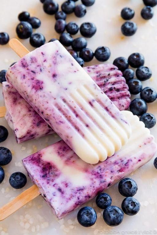 Icy Blueberry and Mint Frozen Yogurt Pops