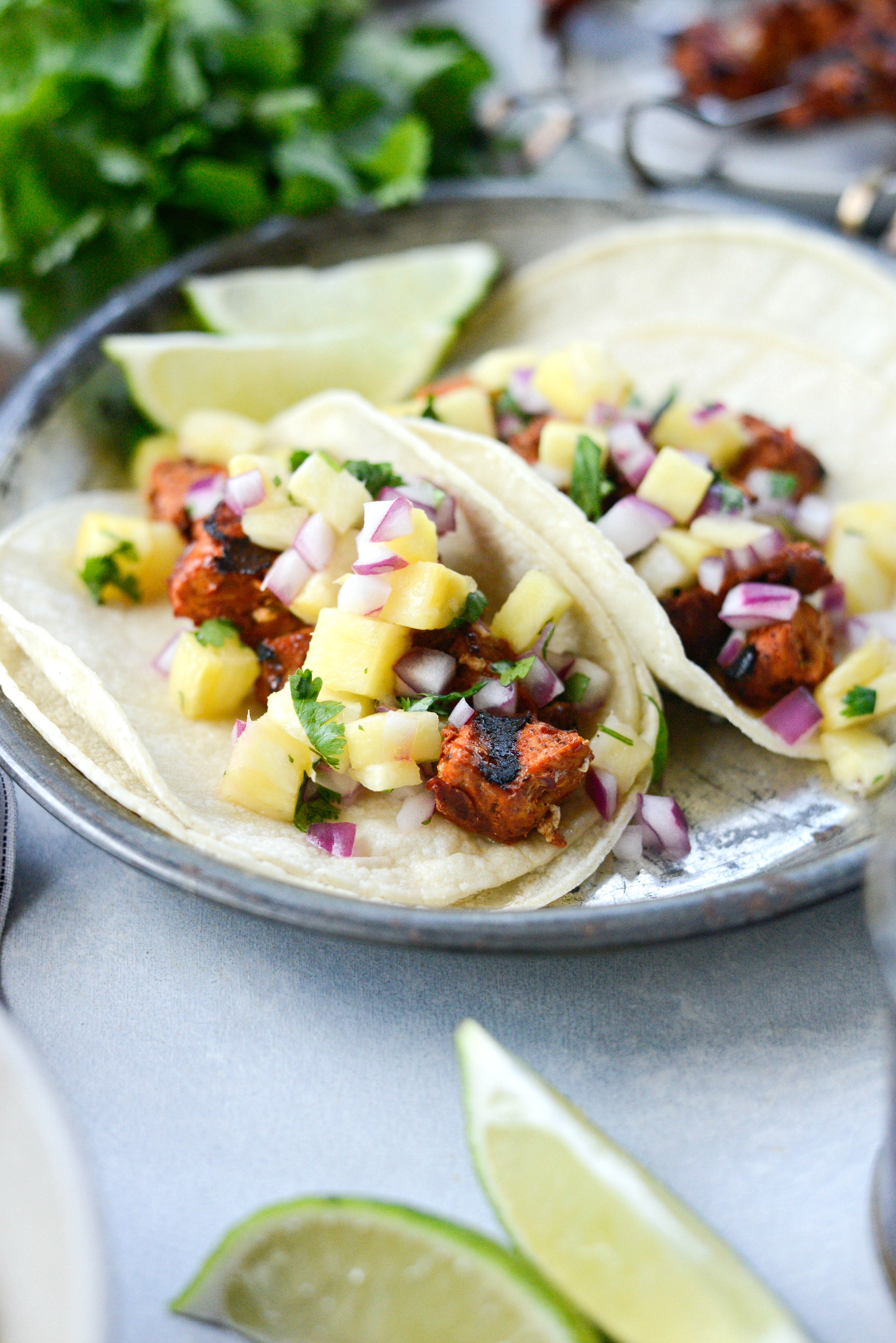 Grilled Pork Al Pastor Tacos with Pineapple and Oaxacan Salsa