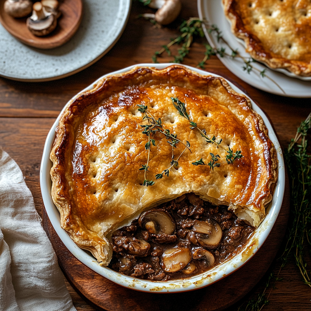 Slow-Baked Meat Pie with Beef and Mushroom Filling