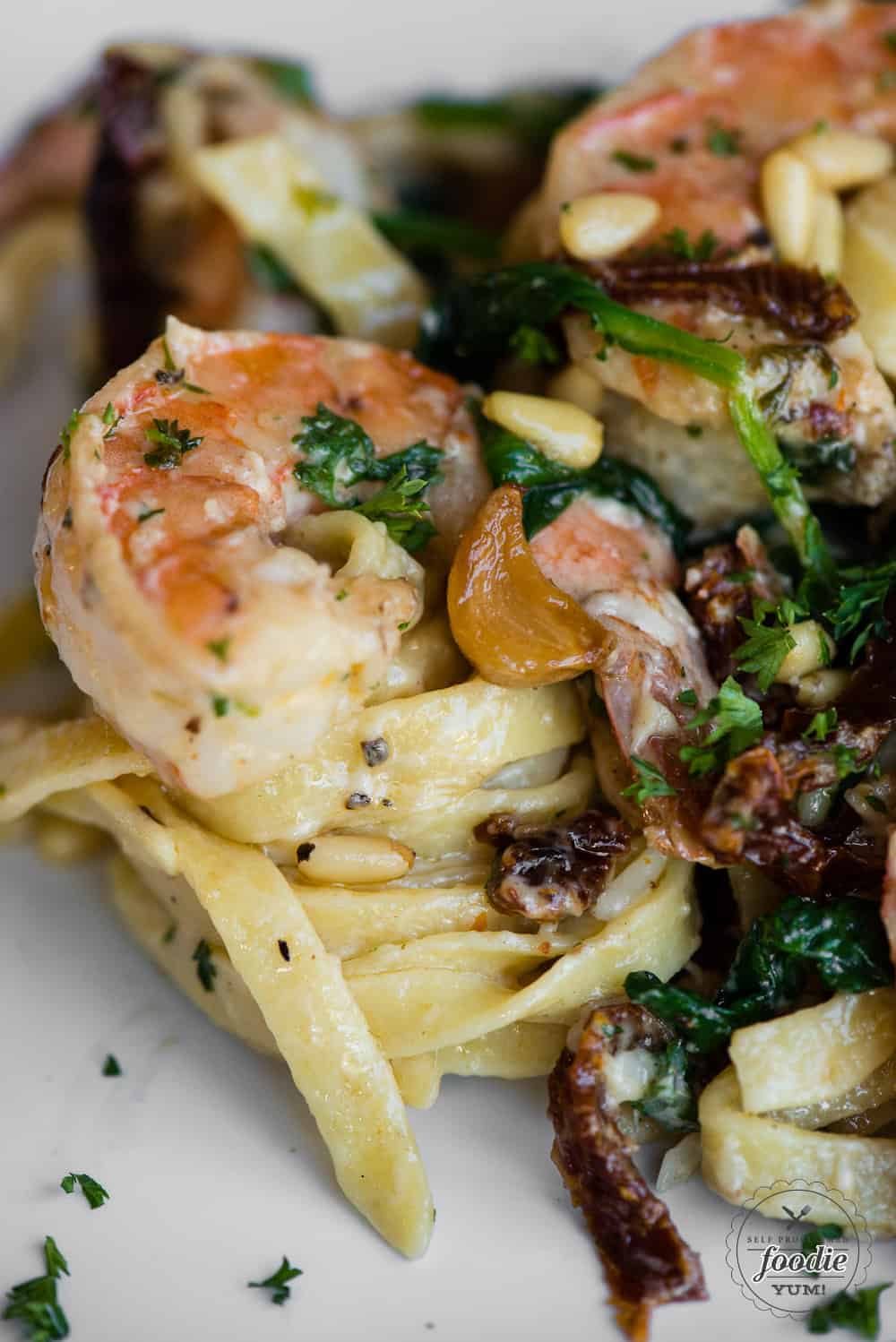 Lemon-Herb Shrimp Pasta with Sun-Dried Tomato Cream