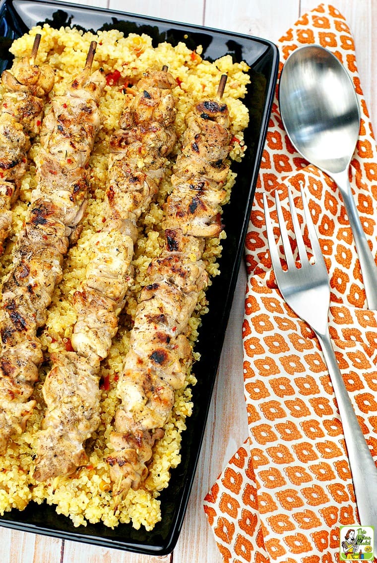 Half-Peppered Chicken Skewers with Quinoa