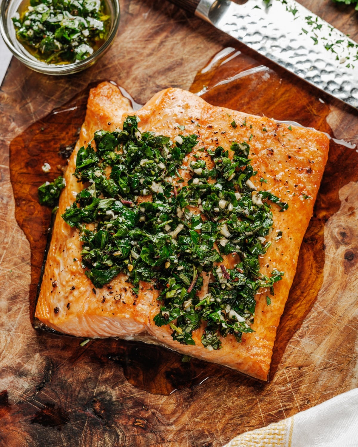 Wood-Grilled Salmon with Local Herb Chimichurri